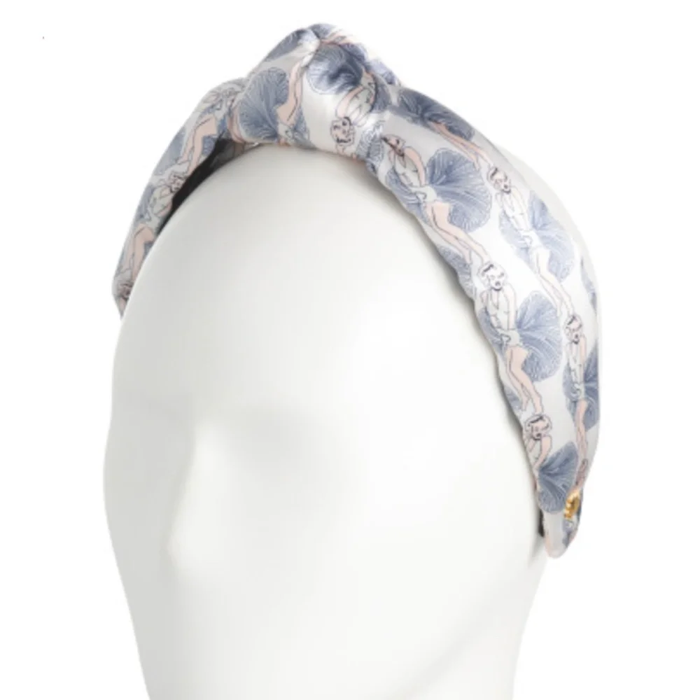 Lele Sadoughi Blue Shell Print Knotted Headband